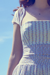 Another shot of the white summer dress for fabric and pattern detail